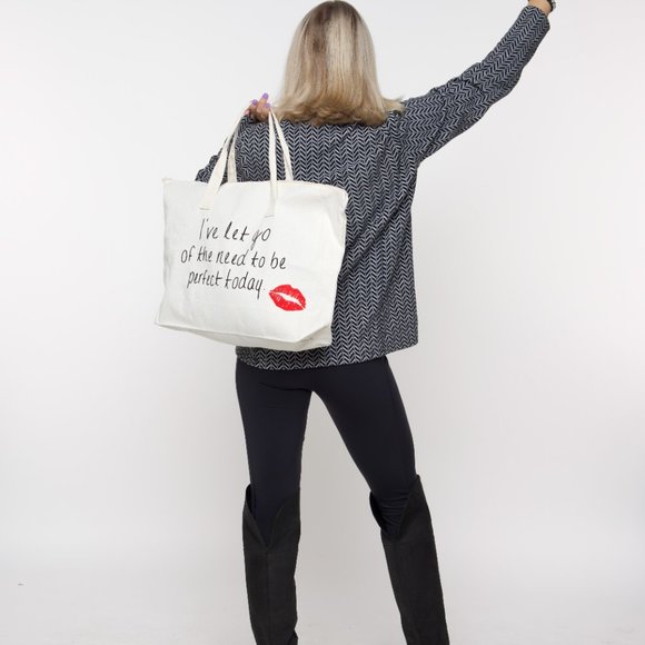 Canvas Tote Bag - I've Let Go of the Need to Be Perfect Today - Affirmation - Picture 4 of 4